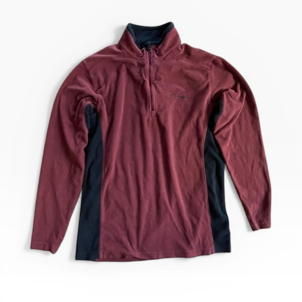 Columbia 1/4 Zip Fleece Pullover Men’s Small Burgundy Outdoor Hiking Jacket